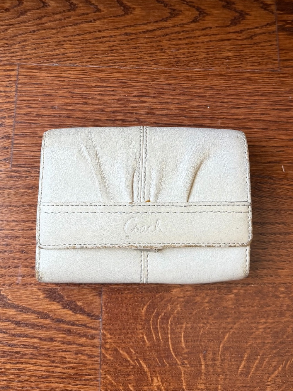 Coach Ivory Leather Wallet with Pink Interior